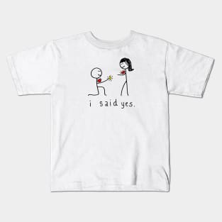 I said YES! Engagement Proposal Kids T-Shirt